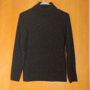 Charter Club Luxury 100% Cashmere Turtleneck Sweater Size XS Black Flecked Money